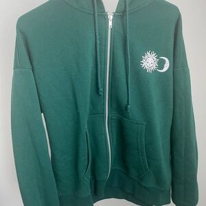 Zumiez Green Sweatshirt with Sun and Moon Design